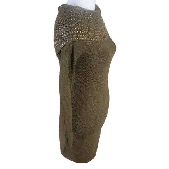 Say What! Bodycon Studded Sweater Dress Olive Green Size S - Picture 7 of 8